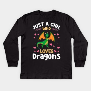 Just a Girl who Loves Dragons Gift Kids Long Sleeve T-Shirt